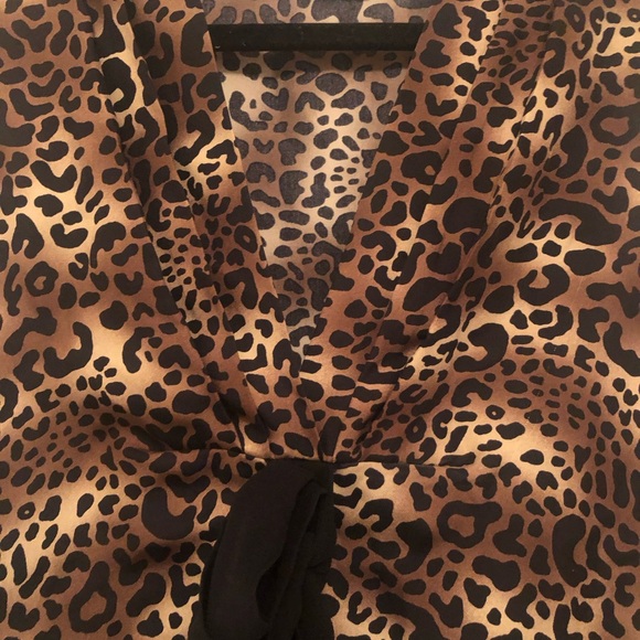 BCBGMaxAzria Silk Animal Print Dress with Black Accent - Picture 3 of 4